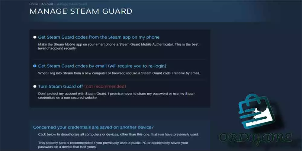 گزینه سوم را انتخاب کنید -Turn Steam Guard off